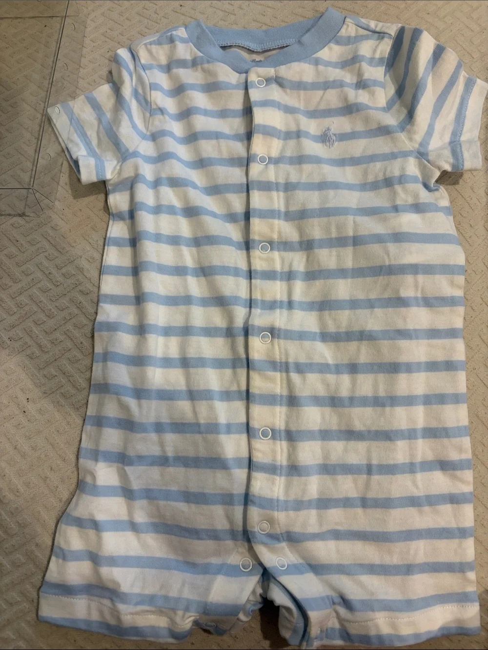 Ralph Lauren Light Blue & White Striped Baby Pajama Gift Set